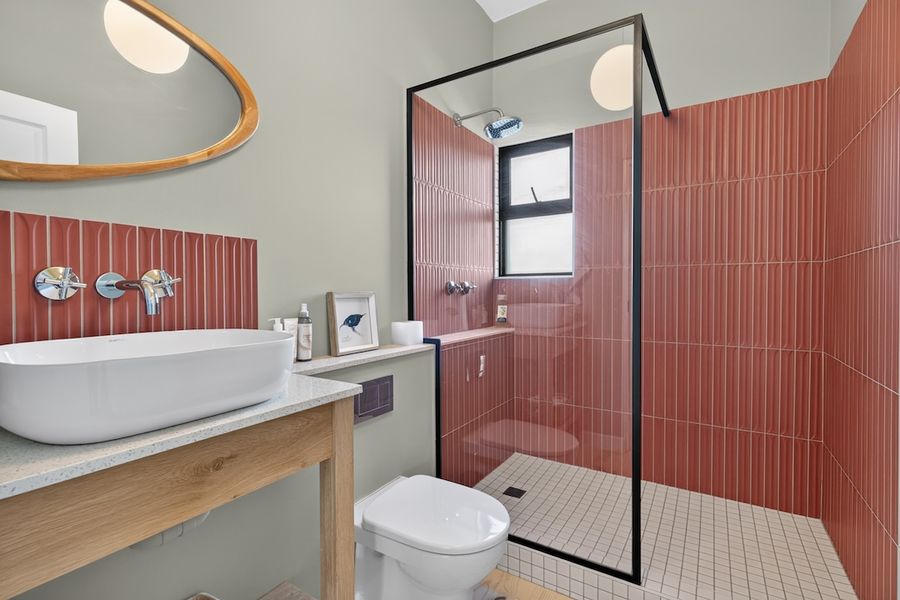 Terracotta tiled bathroom