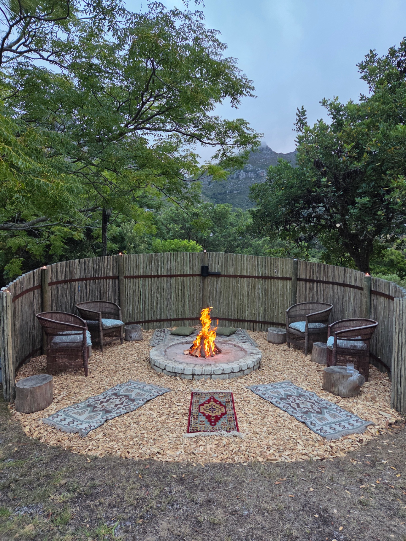 Fire pit under the mountain
